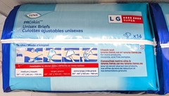 2 Packs of TENA ProSkin Super Absorbent Adjustable Unisex Briefs, Size LG 28 CT