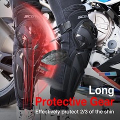 1 Pair Motorcycle Knee, Shin Guards, Adjustable, TPU Armor, Black, Motocross
