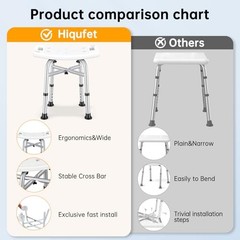 Shower Chair for Inside Shower(500lb), 5 Height Adjustable Shower Stool, White