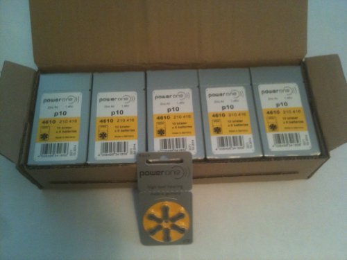 PowerOne Size 10 Hearing Aid Batteries – 50 x 6 packs = 300 pcs.