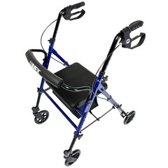 Lumex Height-Adjustable Rollator with Seat for Seniors – Blue Rolling Walker