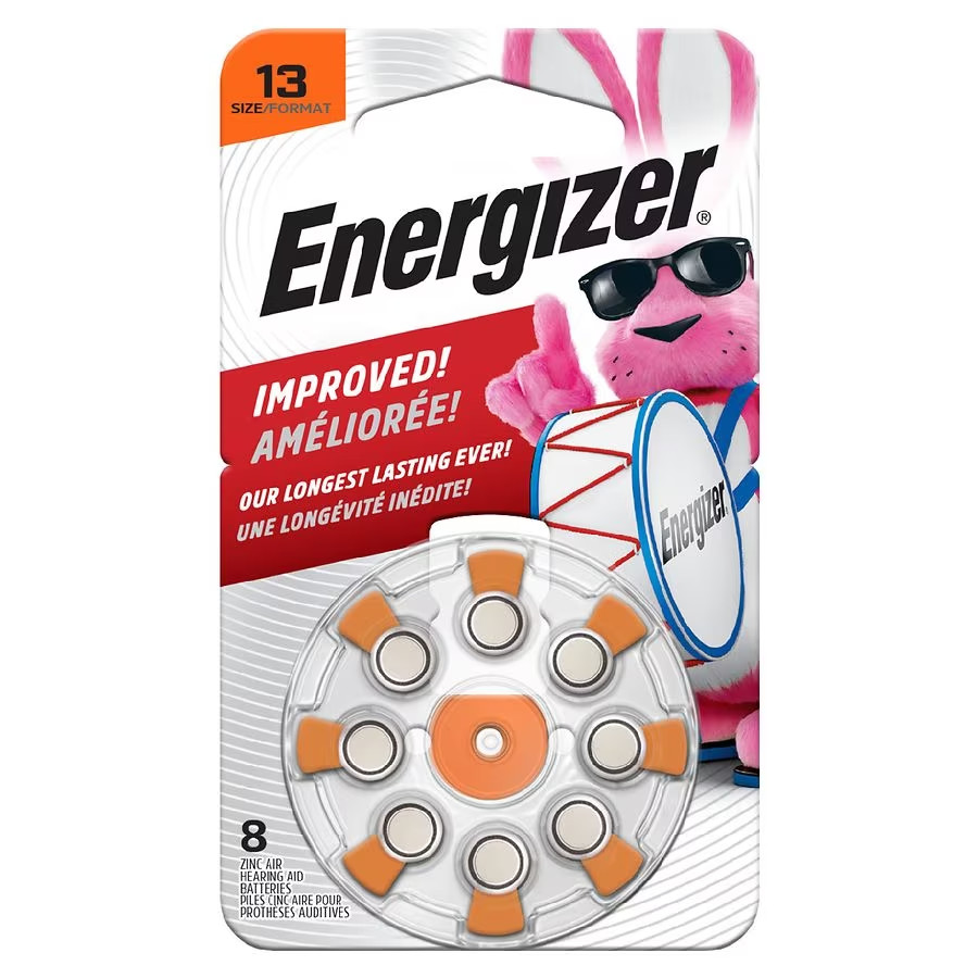 ENERGIZER HEARING AID BATTERIES, SIZE 13, ORANGE TAB, 4 PACKS