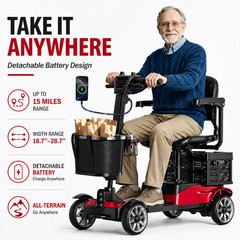 4 Wheel Mobility Scooter for Adults 350W Electric Travel Scooter 350 lbs Red