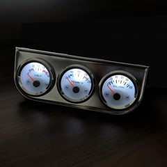 Chrome 3 in1 Triple Auto Gauge Meter Kit 52mm (8-16V Volt Meter +10… Fast Ship