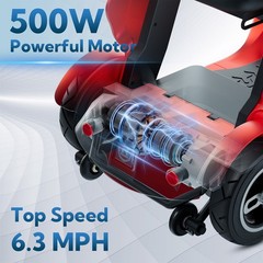 Electric Motor Disability Scooter 4-wheel 1000W 34Mile Foldable Wheelchair Drive