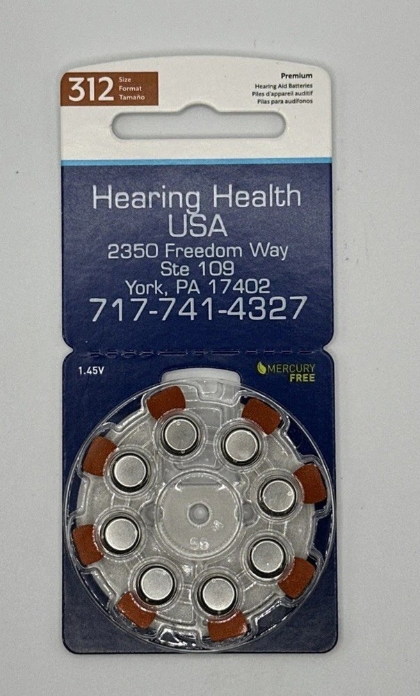 Hearing Aid Batteries Size 312 – 1.45V Zinc-Air – Pack of 8, Long Life