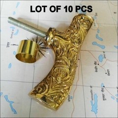 Lot Of 10 PCs Brass Polish Finish Designer Derby Head Handle For Walking Stick