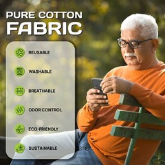 Incontinence Underwear for Men.Pure Cotton Washable Panties with Super absorbent