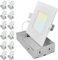 4″ LED Recessed Canless Spotlight, 5CCT, Dimmable, 12 Pack, ETL Listed