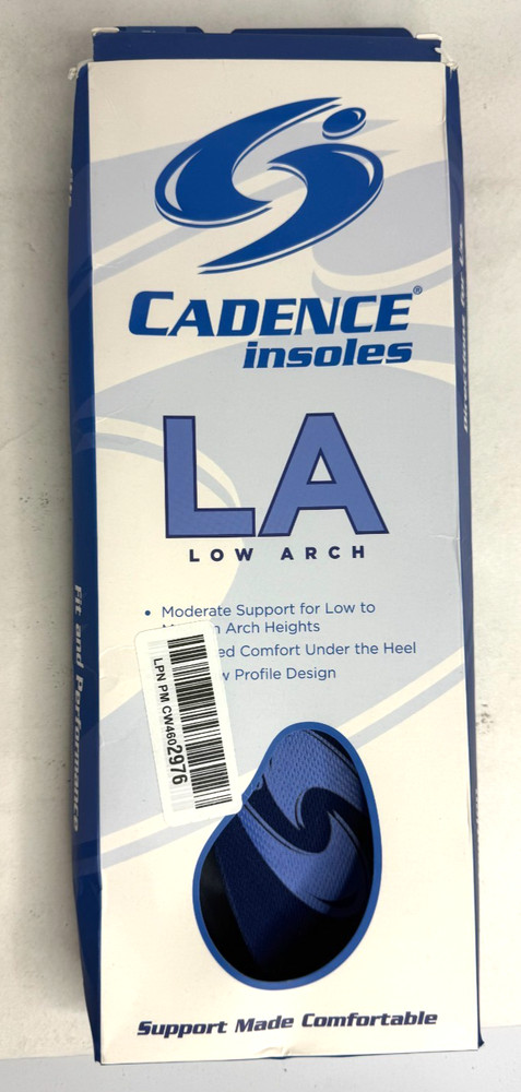 Cadence Unisex Low Arch Insoles „LA“ Size – (H) Men 12.5-13.5 Women’s 13.5-14.5