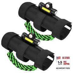 2 x Roll Bar Grab Handles with Light – Paracord Grip Green With LED Light