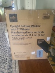 Medline Upright Walker with 5” Dual Wheels, Forearm Armrests 300 lb capacity