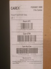 Carex Toilet Frame Support Rails Adjustable Width FGB368C1 300 lb. Capacity