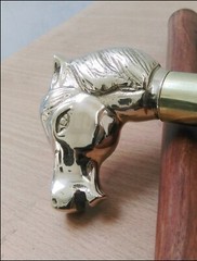Brass Walking Stick Wood Canes Vintage Horse Style Stick Handle Head Vintage