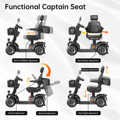 Four Wheels Travel Mobility Scooter 500W 48V 20AH Battery Motor for Adult Senior
