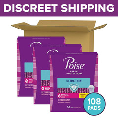 Poise Ultra Thin Incontinence Pads 5 Drop Maximum Absorbency Long 180 Count