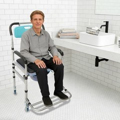Shower Chair With Wheels Elderly Foldable Commode Chair Toilet Chair 330.69lbs