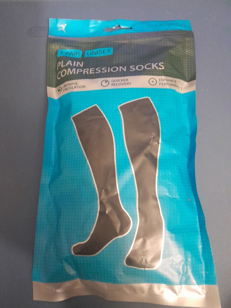 RYMORA BLACK PLAIN COMPRESSION SOCKS 1 Pair Black Medium