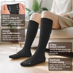 LEVSOX Merino Wool Compression Socks Medium-Large, 3 Pairs-Black/White/Grey