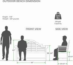 Lutyens Teak Wood Garden Bench 5-Foot – Wooden Outdoor Bench for Patio, Porch, L