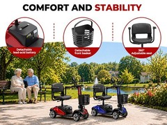 4 Wheel Mobility Scooter for Adults 350W Electric Travel Scooter 350 lbs Red