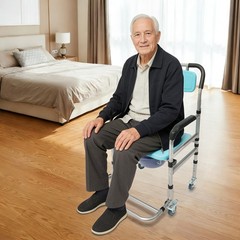 Shower Chair With Wheels Elderly Foldable Commode Chair Toilet Chair 330.69lbs