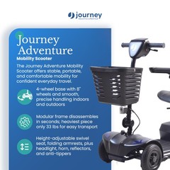 Journey Adventure Mobility Scooter, Electric Motorized Travel Scooter, Blue