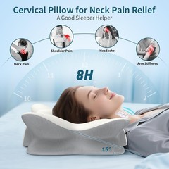 Cervical Neck Pillow for Pain Relief – Ergonomic Cooling Memory Foam