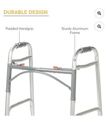 Drive Medical Deluxe Folding Walker with Wheels U-Shaped Frame Adjustable Height