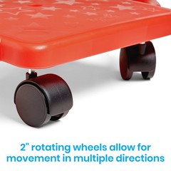 Hand2Mind Red Indoor Scooter Board Handles Sit Down Floor Scooter Gym