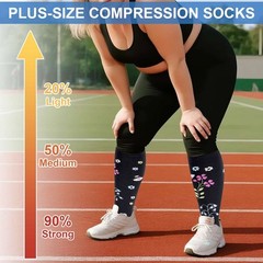Plus Size Compression Socks for Men and Women Unisex Wide Calf 2XL-4X-Large US