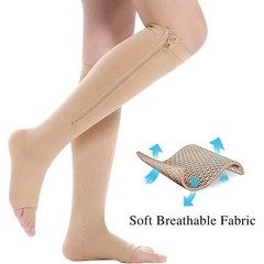 1/3x Zip-Up Compression Socks 15-20mmHg Open Toe With Zipper Pain Relief Unisex