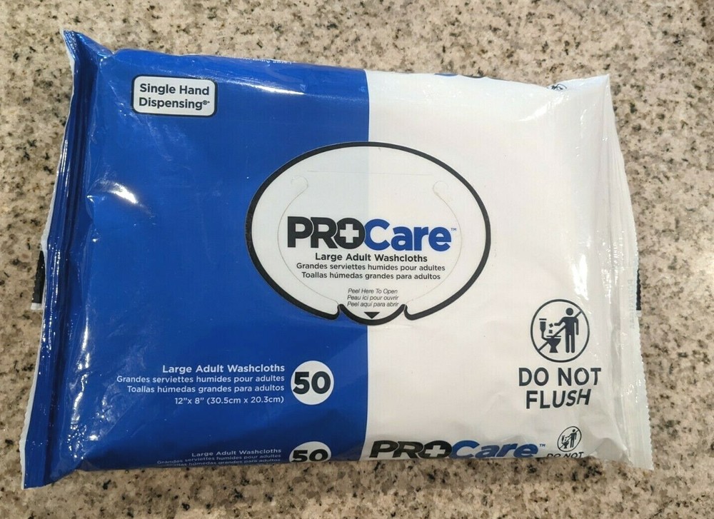 New ProCare Large Adult Washcloth Wipe 8″x12″ Soft Pack 50 Pack