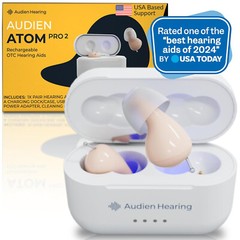 Audien ATOM PRO 2 Wireless Rechargeable OTC Hearing Aid, Premium Comfort Design