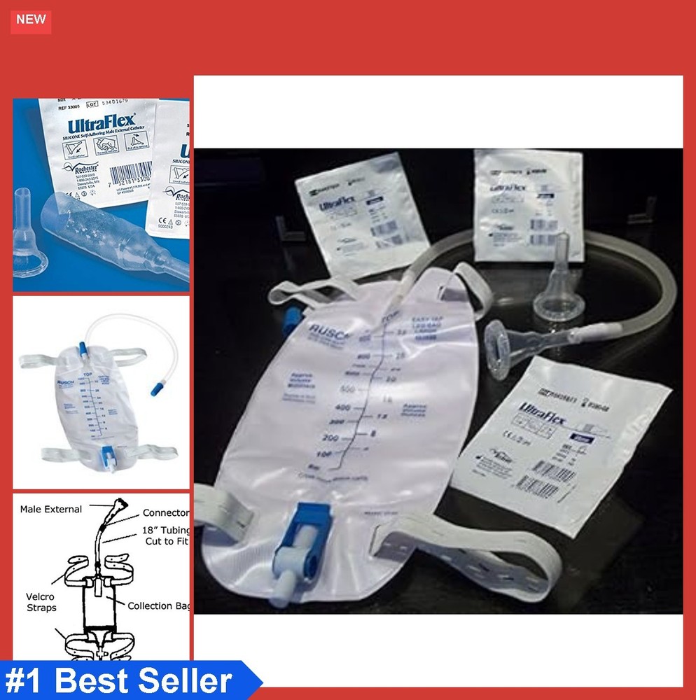 Condom Catheter Kit 7 Day Supply 29mm Medium Self-Seal External Leg Bag Included