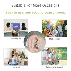 Hearing Amplifiers Pair Rechargeable with Charging Box 400H Long Lasting Seniors