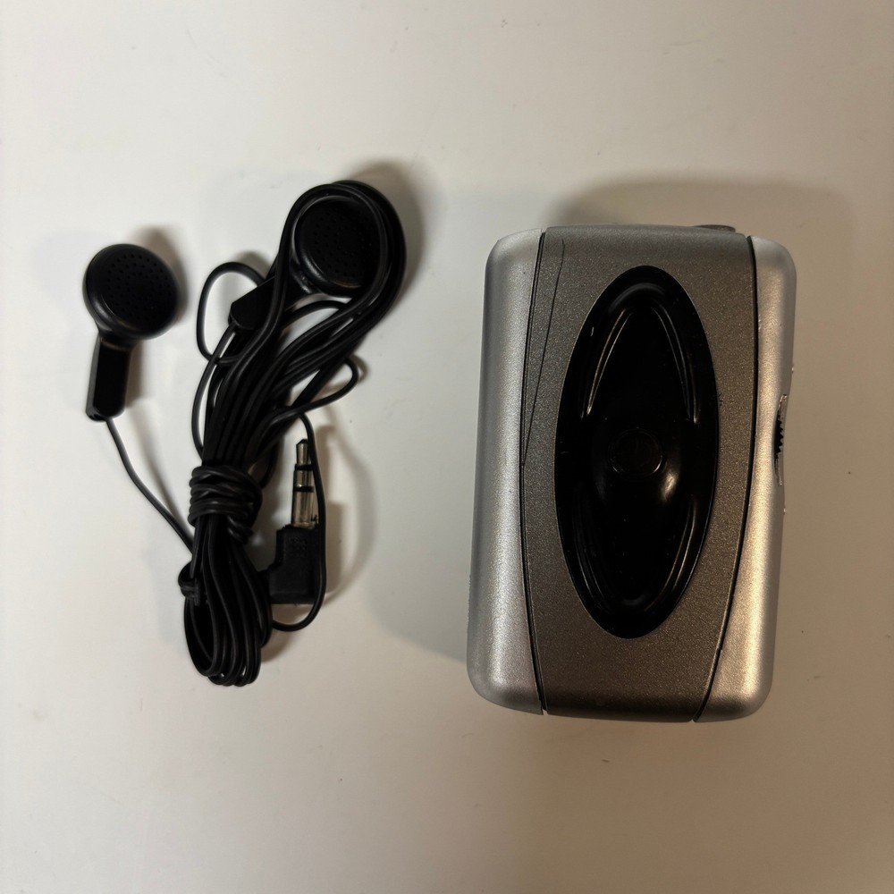 Listen Up Personal Sound Amplifier Silver with Wired Earbuds and Belt Clip