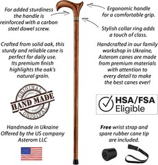 Luxury Ergonomic Wooden Cane – Lightweight Design with Extra Tip & Wrist Strap