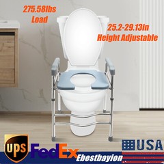 25.2-29.13in Raised Toilet Seat Riser w/ Arms For Elderly Handicap Bathroom USA