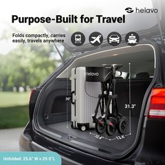 Helavo Ultra-Compact Travel Walker with Seat, Fully Assembled, 300lbs