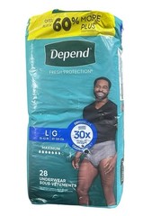 Depend Fresh Protection Lg 28 count Adult Underwear Diaper Incontinence depend