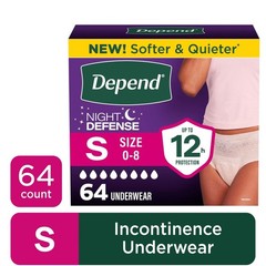 Depend Night Defense Incontinence Underwear Women Small 64 Count Adult Diaper