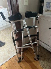 2-Wheel Forearm Support Walking Frame, Adjustable Height, Aluminum Silver/Black