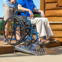 Silver Spring 36 Inch Adjustable Aluminum Wheelchair Door Threshold Ramp, Silver