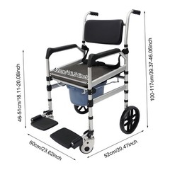 Foldable Shower Chair w/Wheels, Aluminum Alloy Height Adjustable Shower Chair