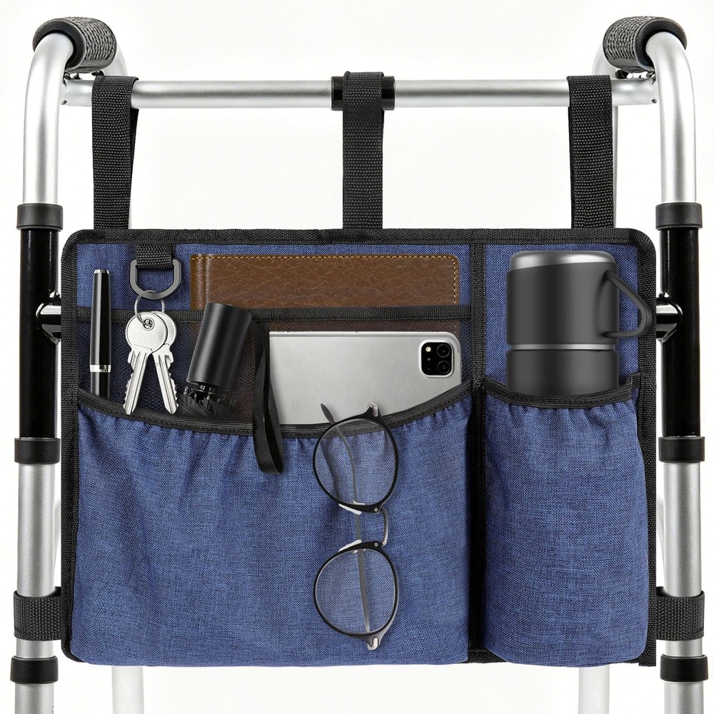 Walker Bag with Cup Holder for Folding Walker, Premium Waterproof Pouch for Walk