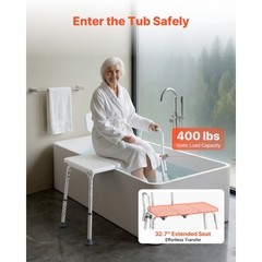 Uimoso Adjustable Tub Transfer Bench with Armrest and Backrest, Supports 400lbs
