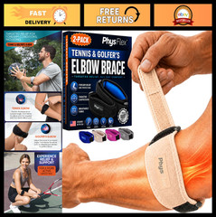 Adjustable Elbow Brace 2-Pack for Men & Women – Tennis & Golfer’s Support Strap,
