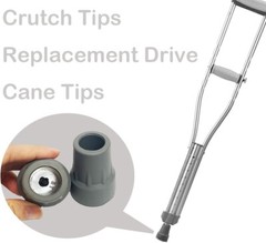 Non-Slip Crutch Tips – Durable TPR Material – Easy Installation – 7/8 Inch, Gray