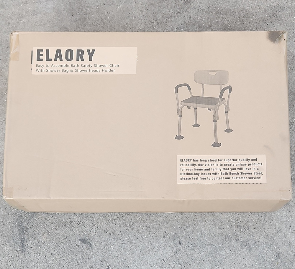 ELAORY Shower/Bath Chair with 2 Handrails, Easy to Assemble Design